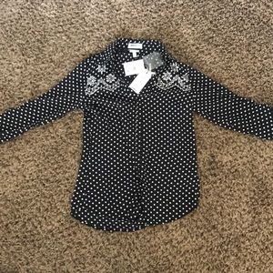 Express Black Button Up Blouse